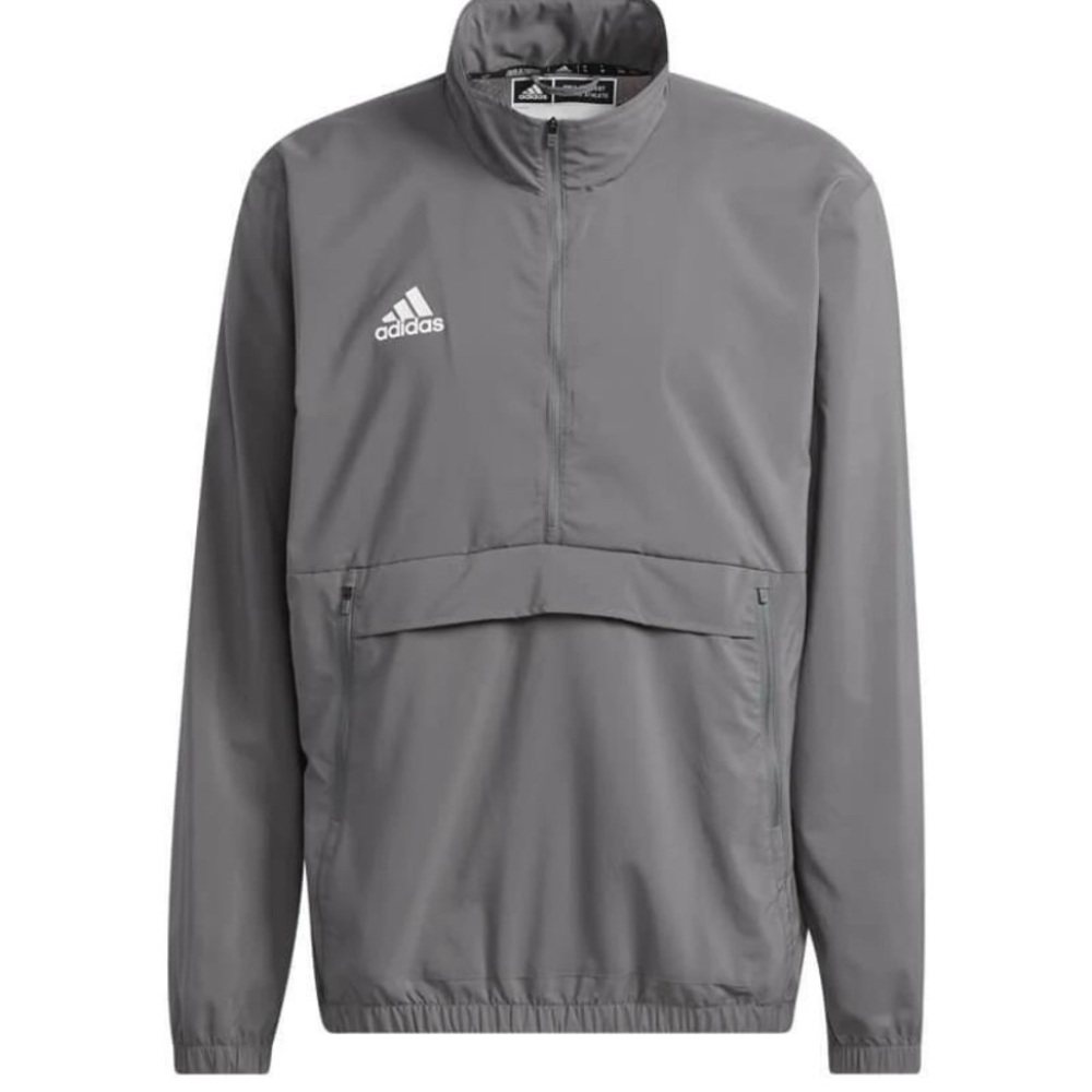 Adidas Mens Size S Stadium 1/4 Zip Woven Long Sleeve TOP SHIRT GREY